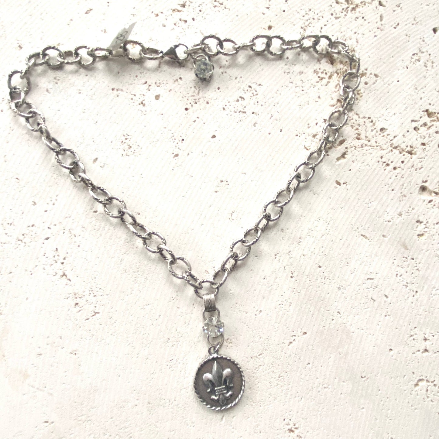 Fleur de lis french coin necklace