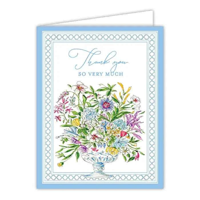 Thank You So Very Much Blue Floral Greeting Card
