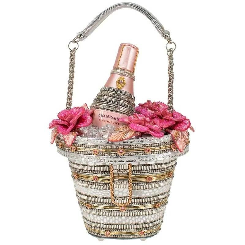 Champagne on Ice Beaded Top-Handle Bag