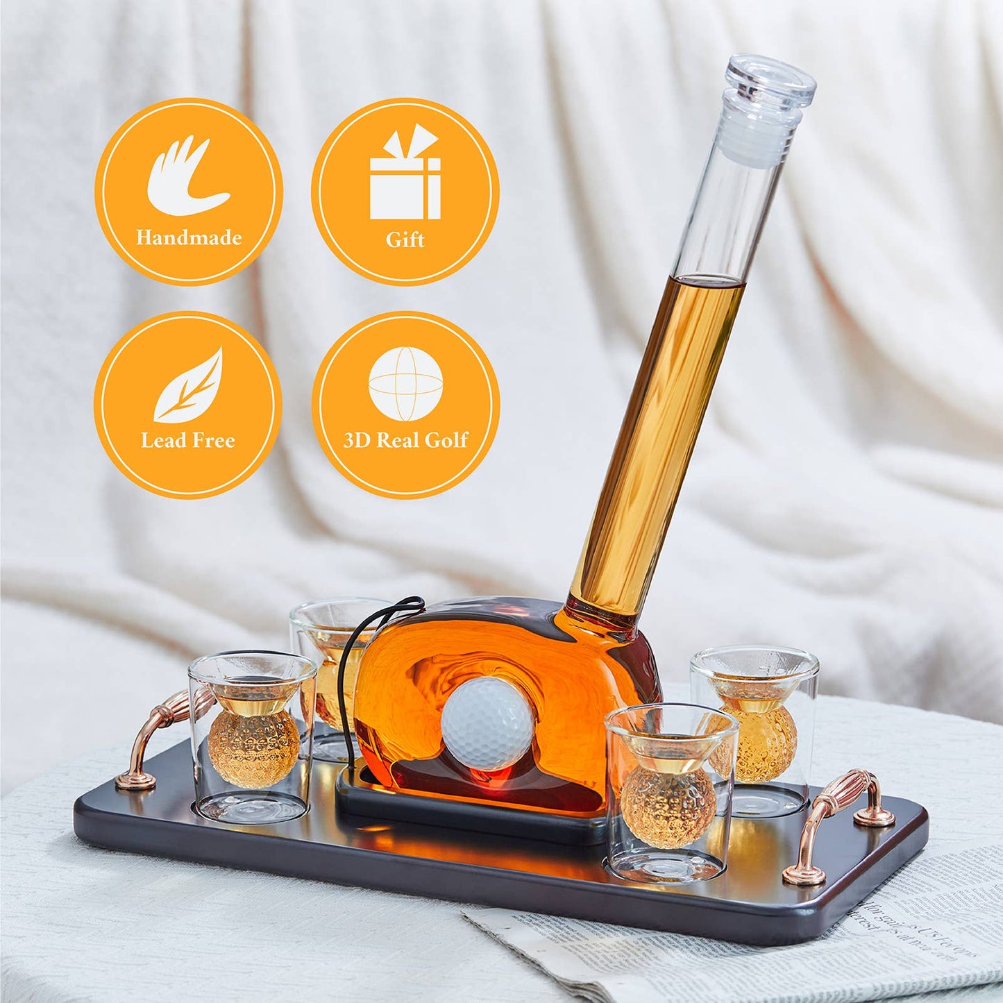 CRAFTGEN - Golf Whiskey Decanter Set - Golf Gifts for Men