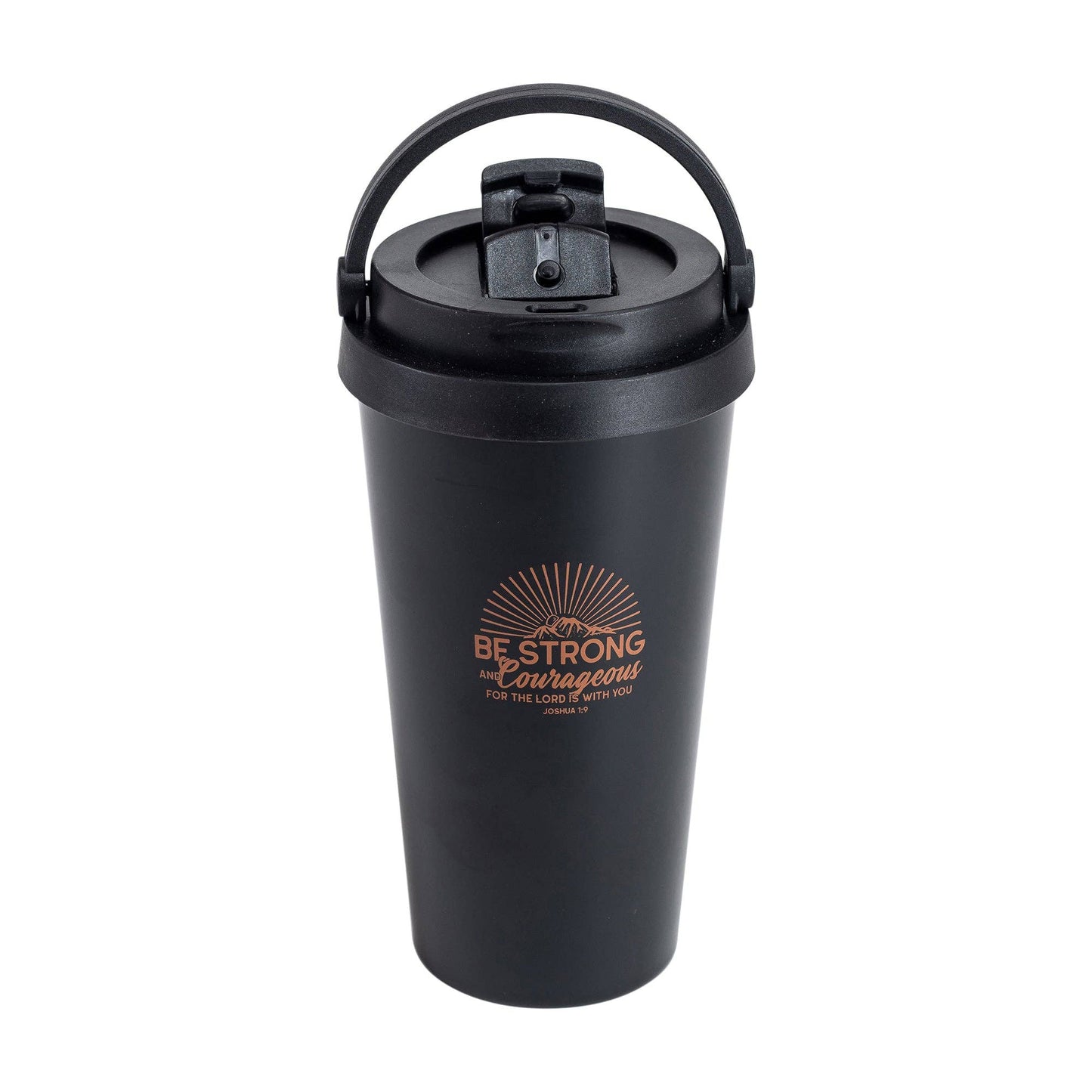Divinity Boutique - Travel Mug - Be Strong & Courageous - Copper Ink/Black Mug
