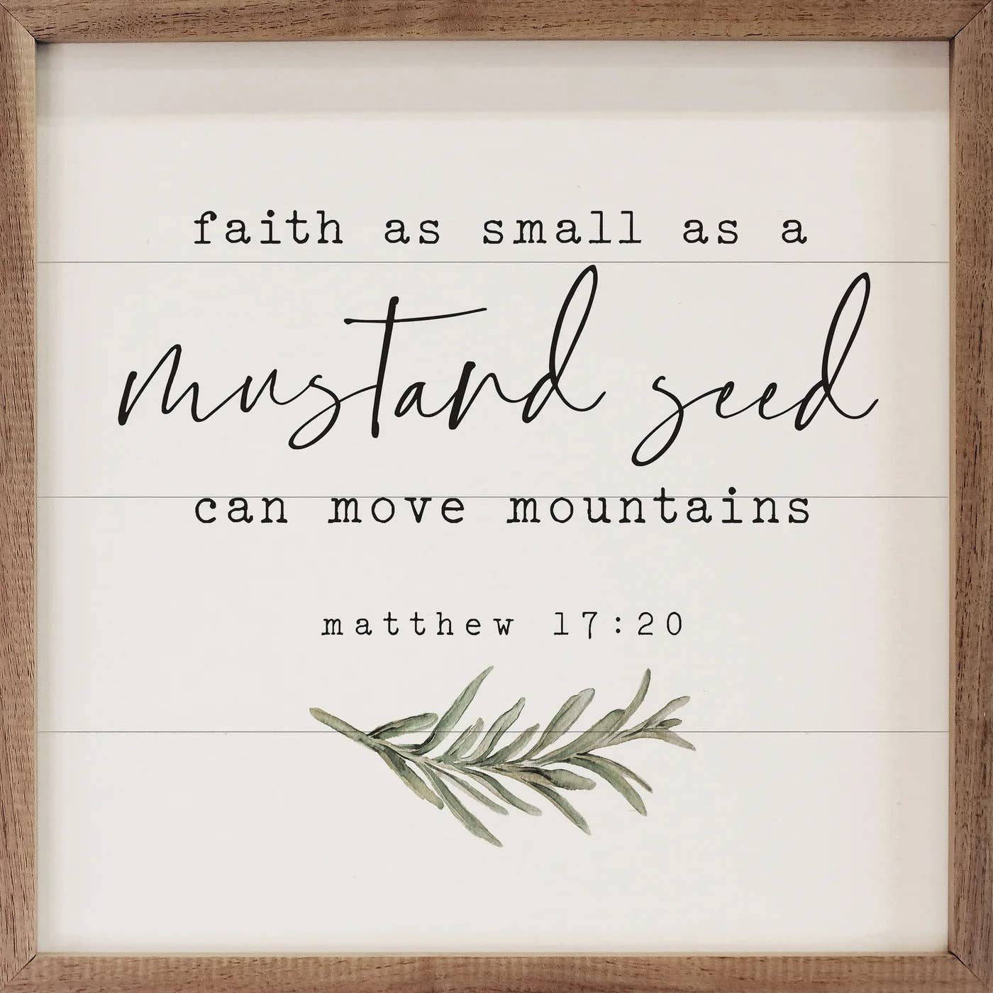Mustard Seed Greenery Matthew 17 20 Square White