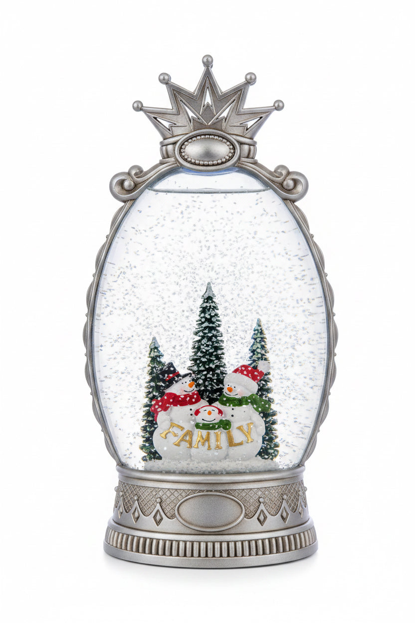10.25" B/O Lighted Musical Snowman Crown Glitter Globe