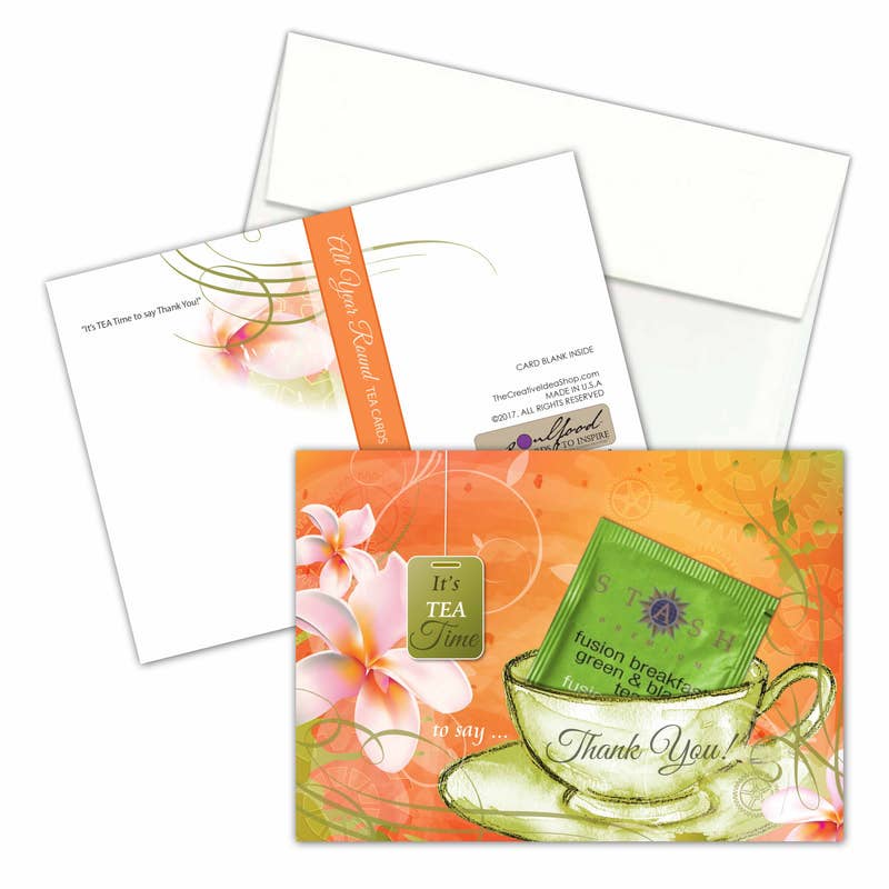 TEA GREETING Card with REAL TEA BAG - Tea Time Thank You!