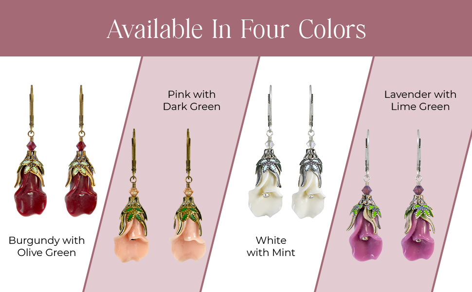 Peaceful Floral Earrings with Hand-Painted Leaves