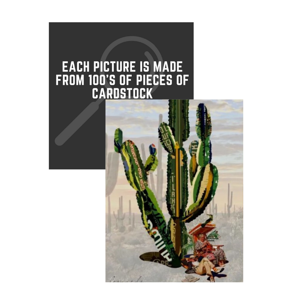 3D Collage Art | Saguaro Cactus - Retired Couple (32"x24")