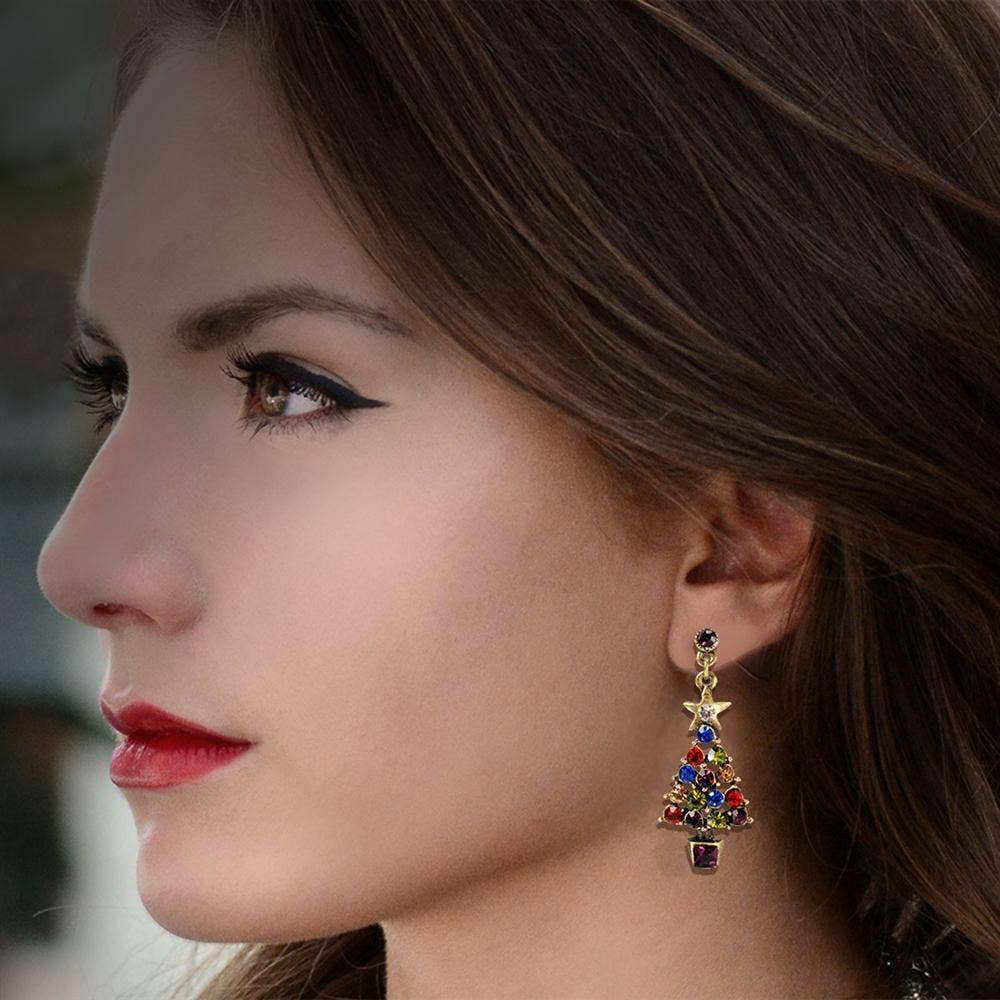 Joyería Sweet Romance - Pendientes navideños de cristal Jewel Tree E354-JE