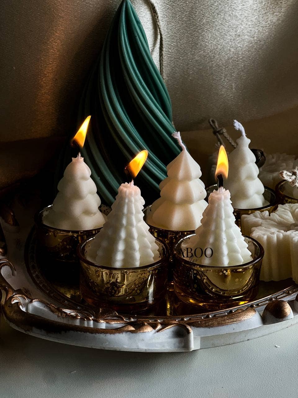 Mini Christmas Trees Tea lights Candle 2 1/4x1.5in