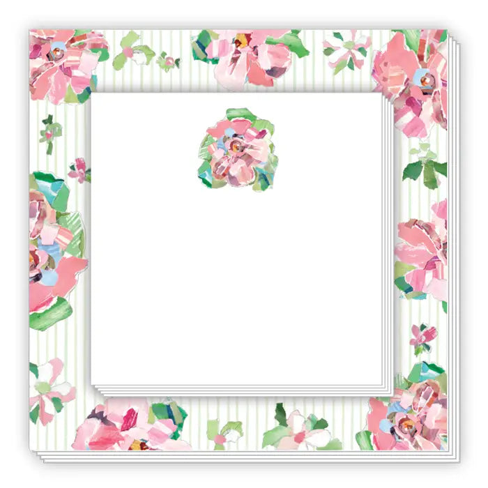 Green Zinnia Pinstripe Notepad Duo