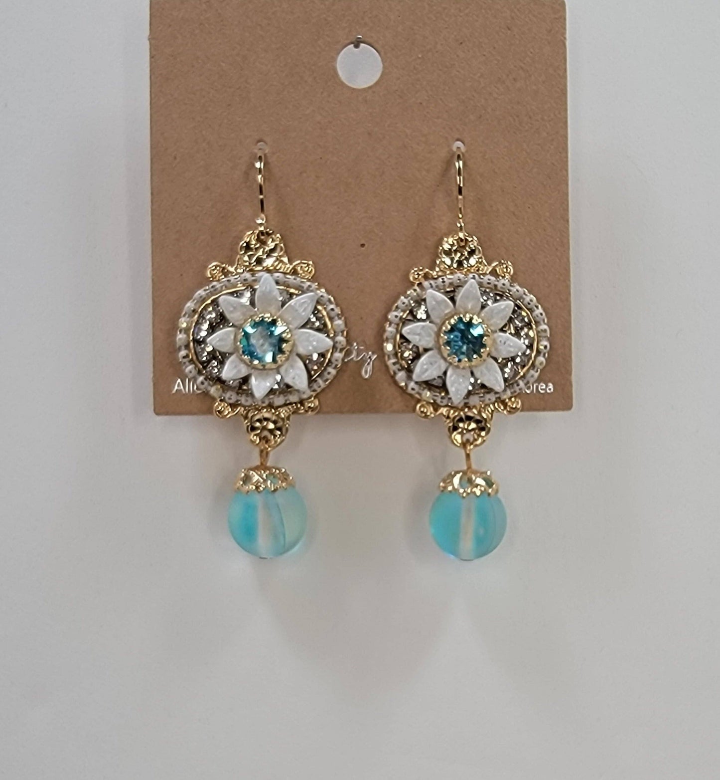 Handmade Daisy Accent With Moonstone Dangle Earrings