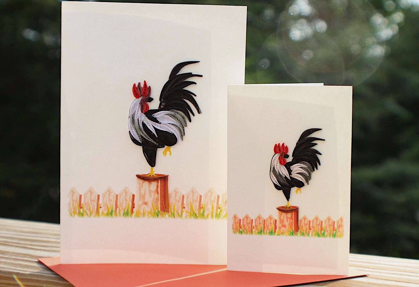 Rooster on the Fence (Mini Quilled Card)