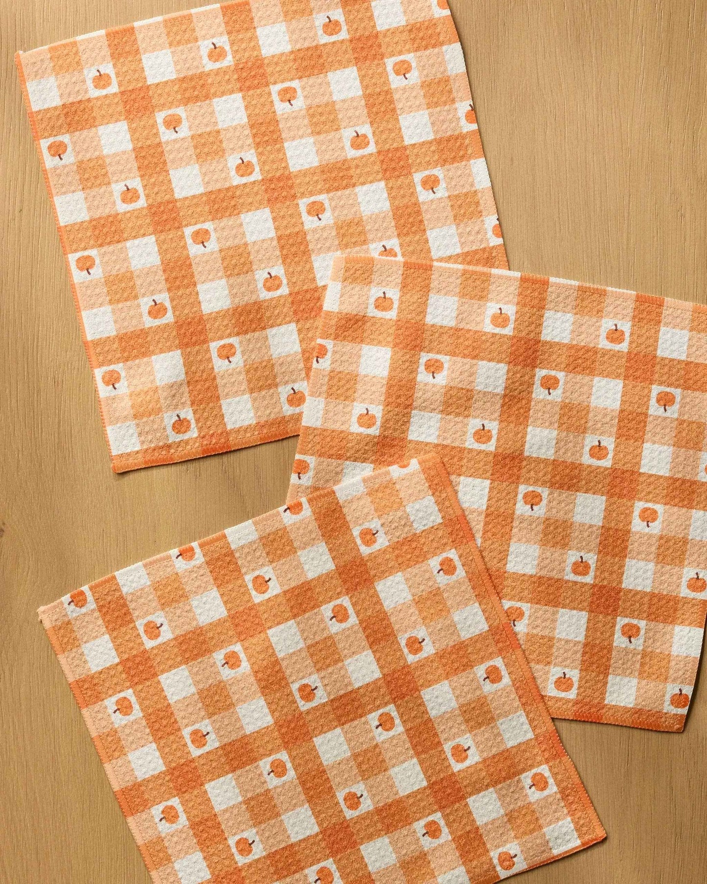Pumpkin Check Dishcloth Set