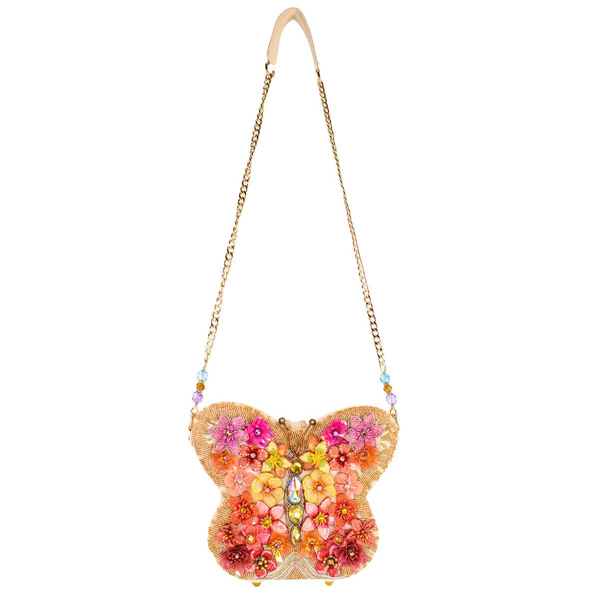 Take Flight Floral Butterfly Beaded Shoulder Handbag