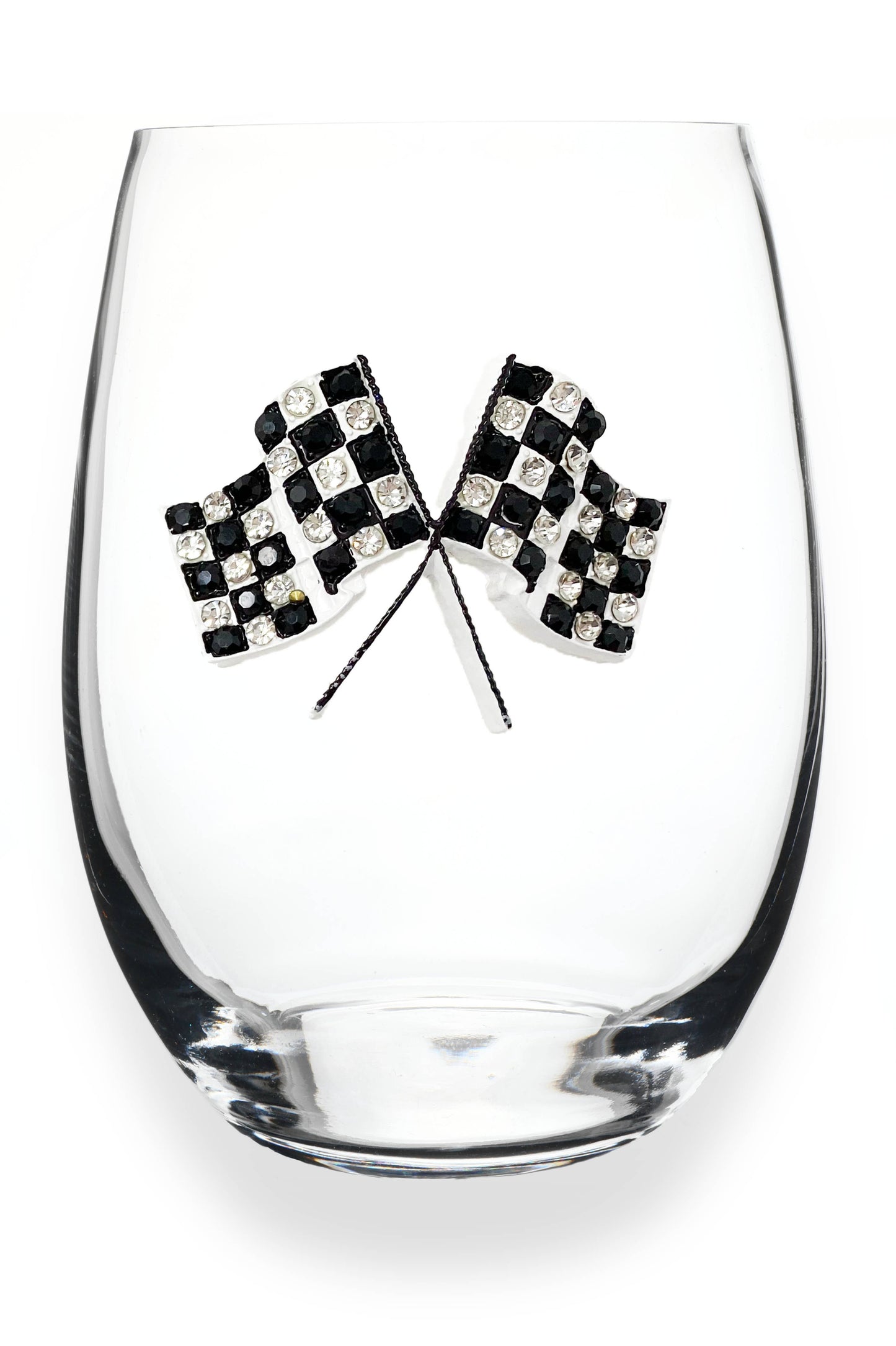 Checkered Flag Jewel Wine Glass
