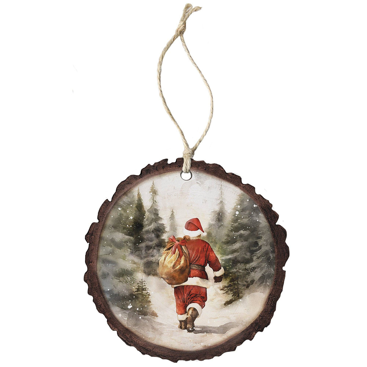 Santa Walking Trees - Round Ornaments