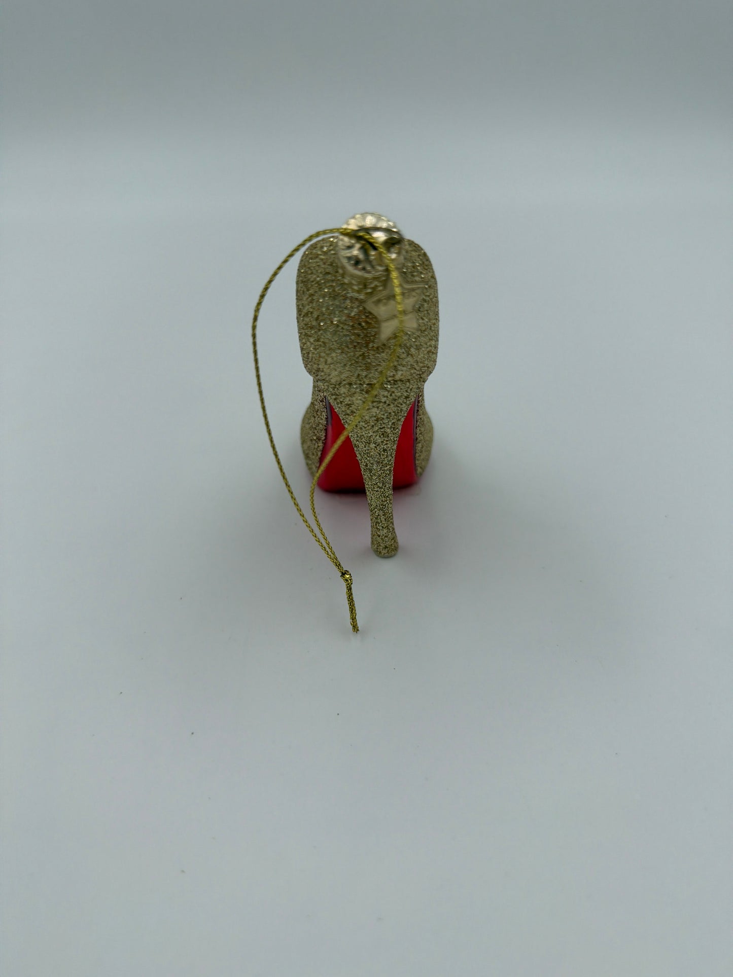 Ornament glass gold glitter high heel shoe