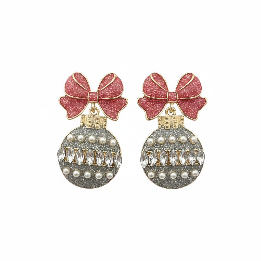Darling Ornament Earrings -Silver Tone