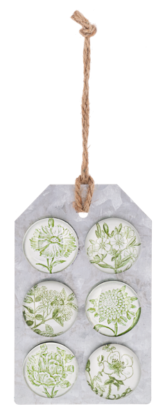 Green Botanical Pattern Magnet (6 pc. set)