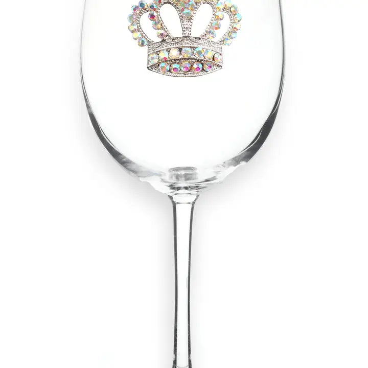 Aurora Borealis Crown Jeweled Stemmed Wine Glass