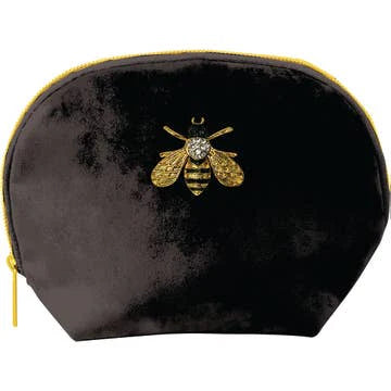 Velvet Clamshell Pouch with Bee Brooch