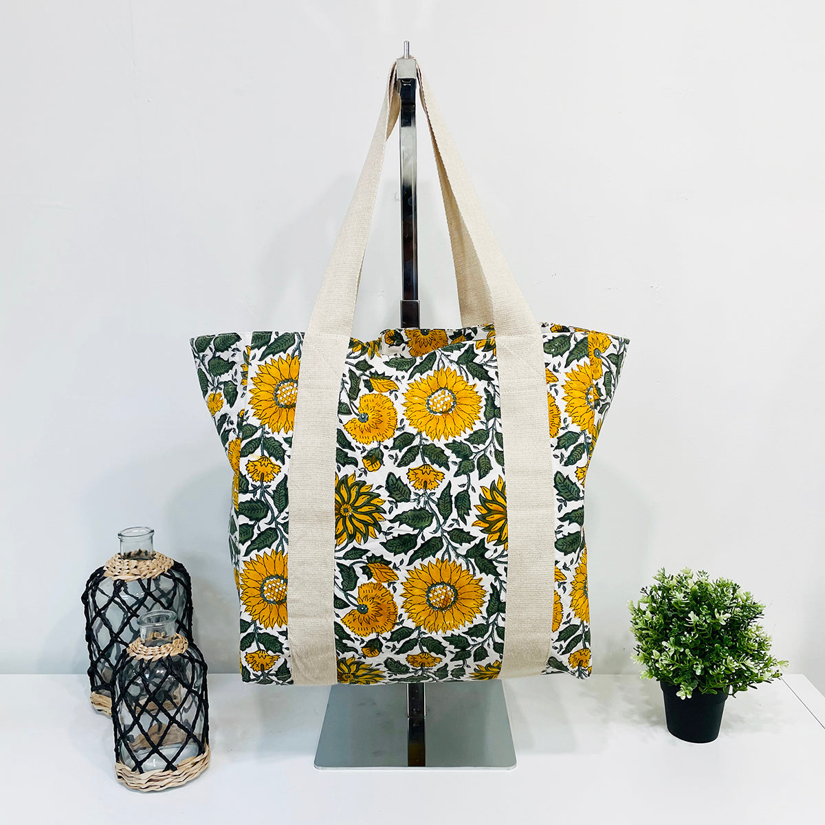 Block Printed Canvas Bag – Radiant Sunflower
