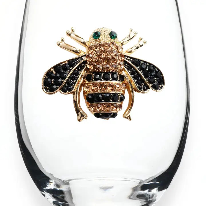 Bee Jeweled Stemless Wine Glass