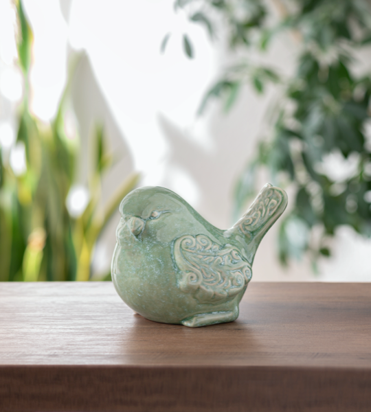Green Reactive Glaze Bird (Each One Will Vary)