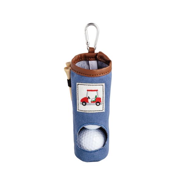 Llavero azul bordado con dos pelotas de golf
