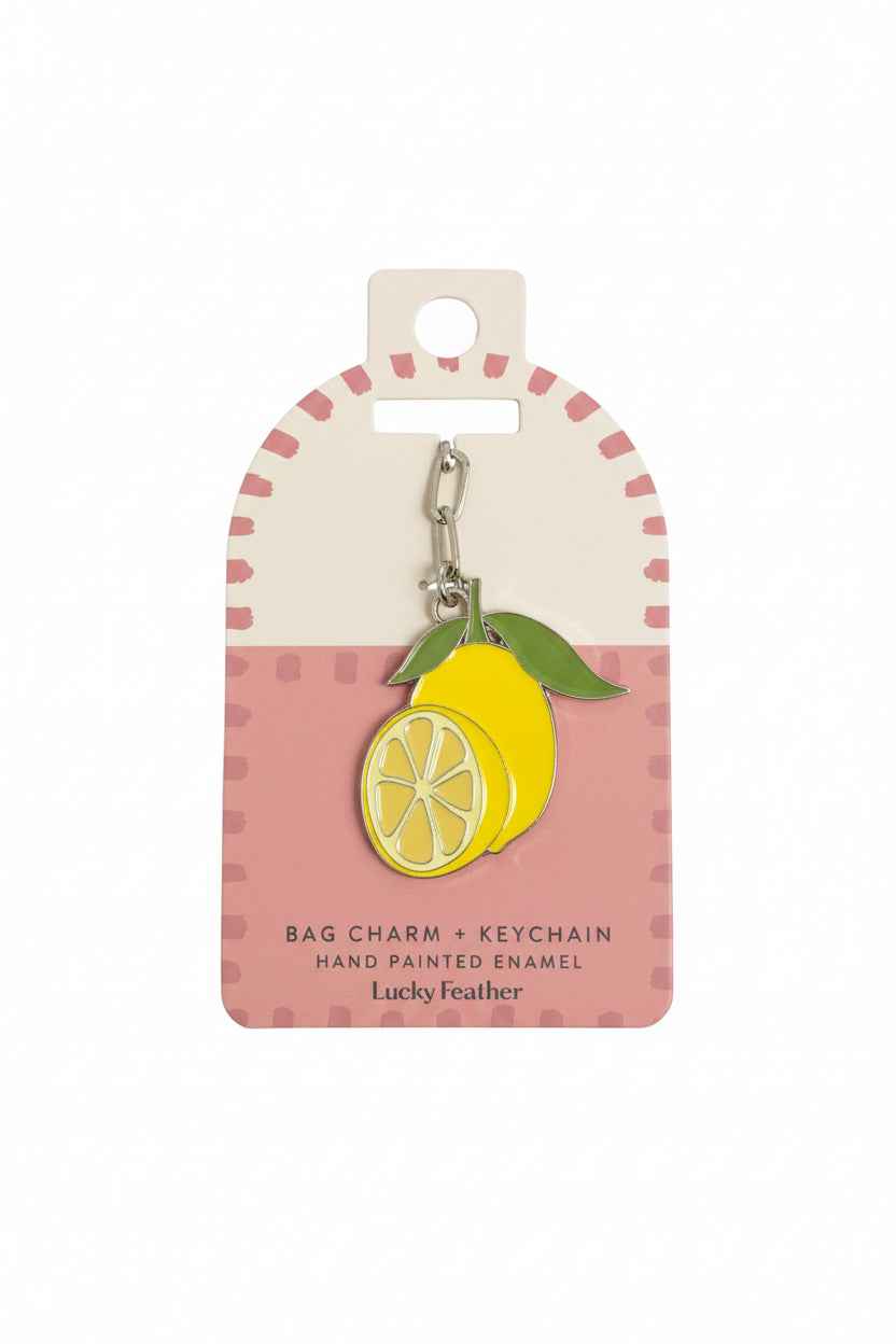 Enamel Bag Charm Keychain - Lemon