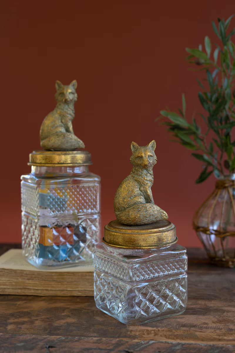 Resin and Glass Fox Canisters Assorted
