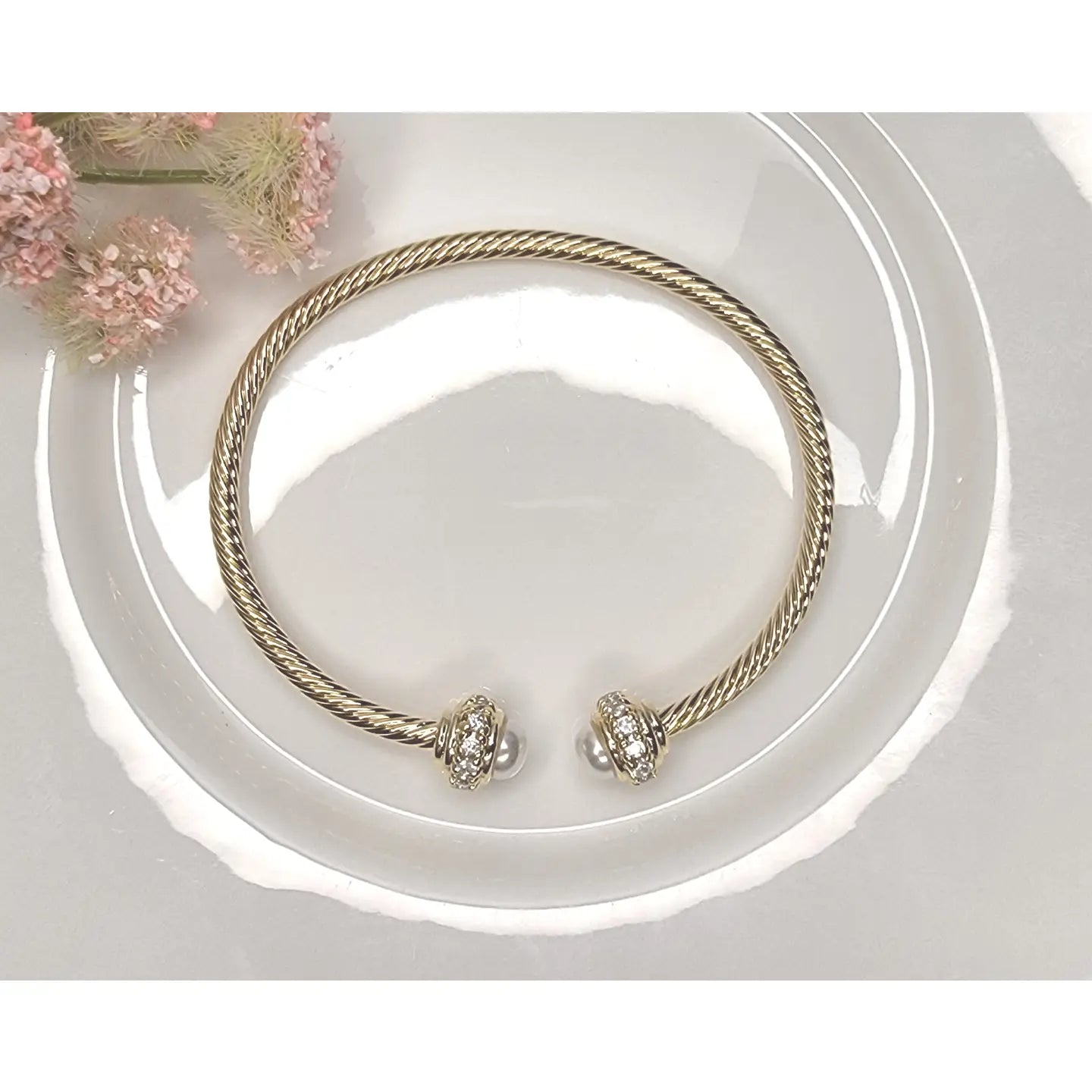 Cable Bracelet with Diamond and Pearl