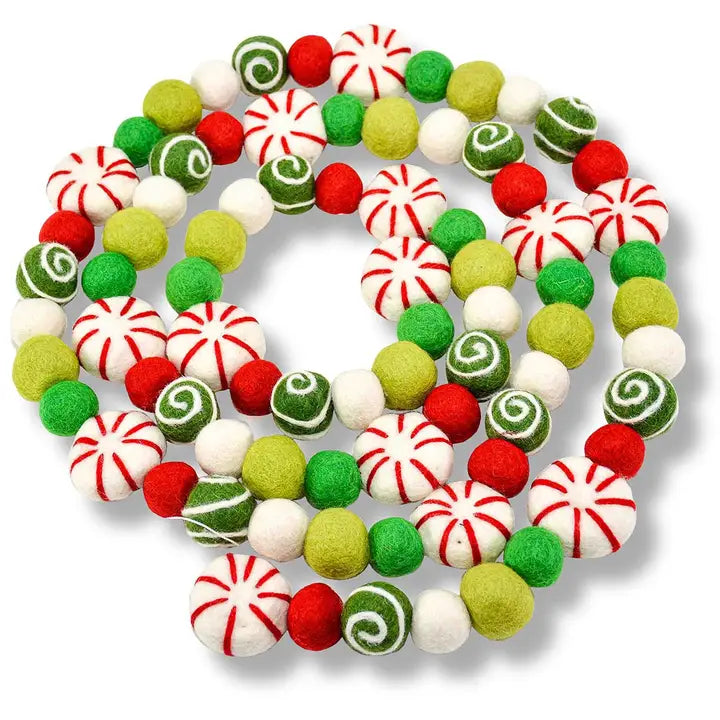8ft Christmas Candy Ball Felt Garland