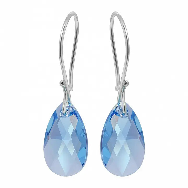 Crystal Briolette Earrings-Crystal Elements Aqua Blue