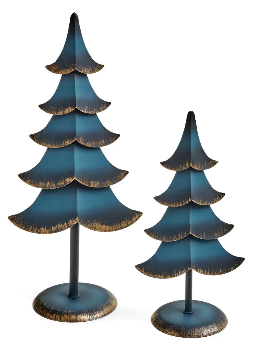 Decorative Iron Pine Tree-Blue Gold