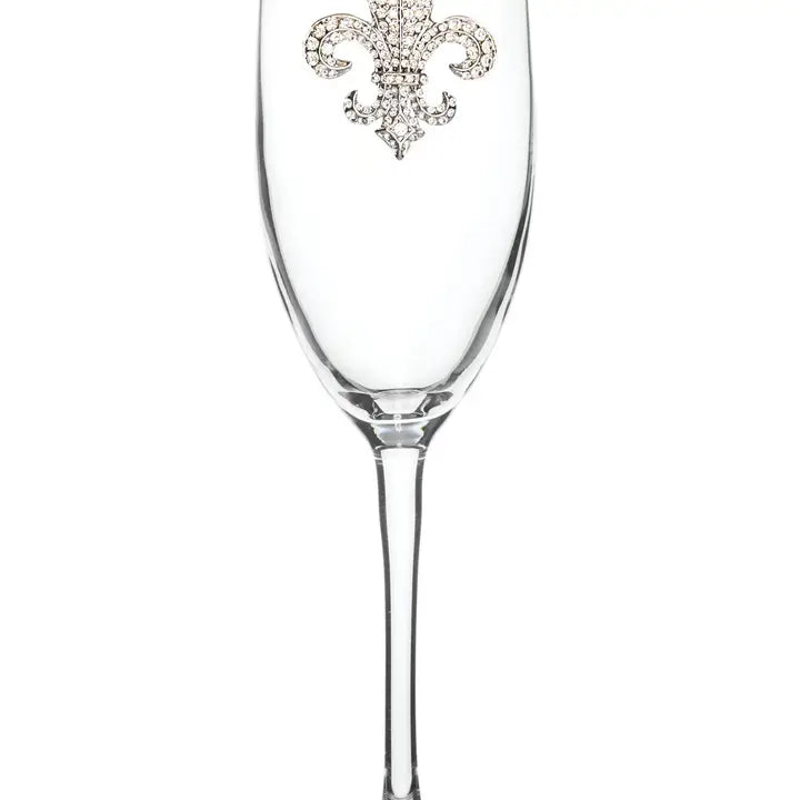 Diamond Fleur De Lis Jeweled Champagne Glass