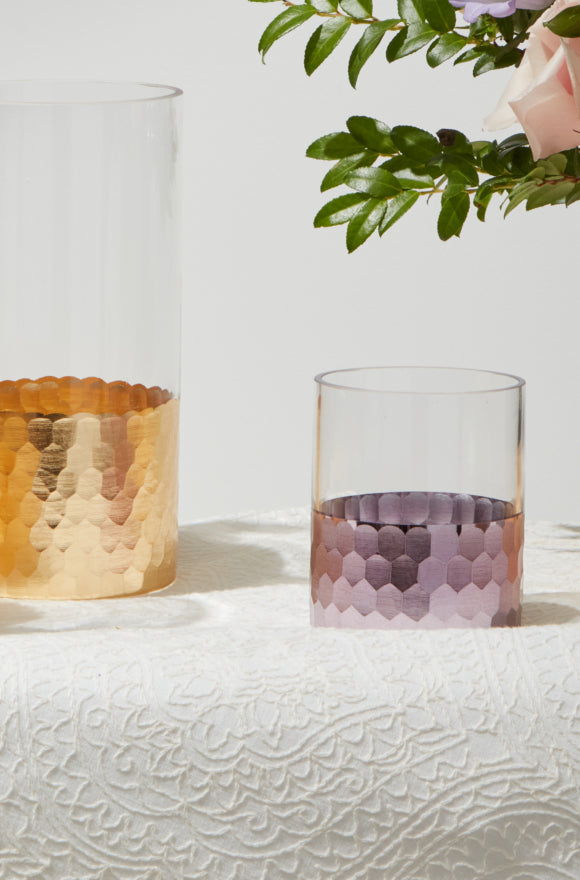 Elsa Cylinder Vase-Clear and Gold-3.75"x8"