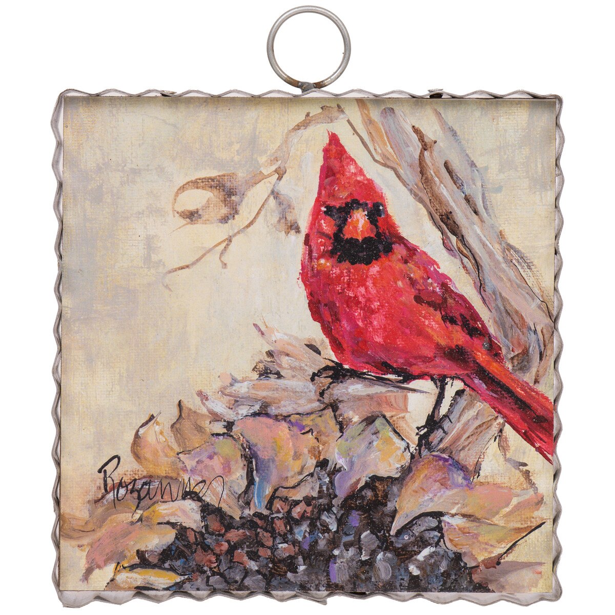Mini Art Cardinal Dried Sunflower