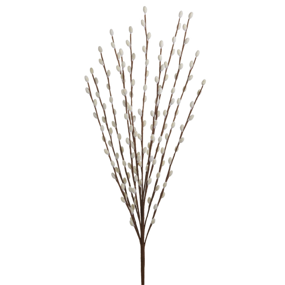 28" White Pussy Willow Branch