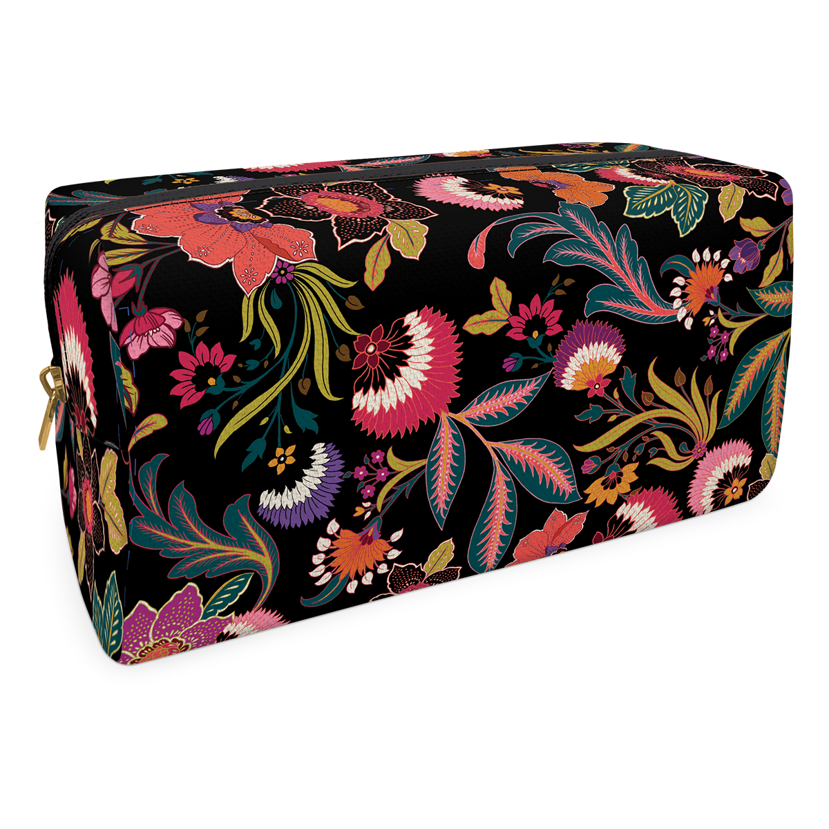 Black Floral Cosmetic Bag Medium