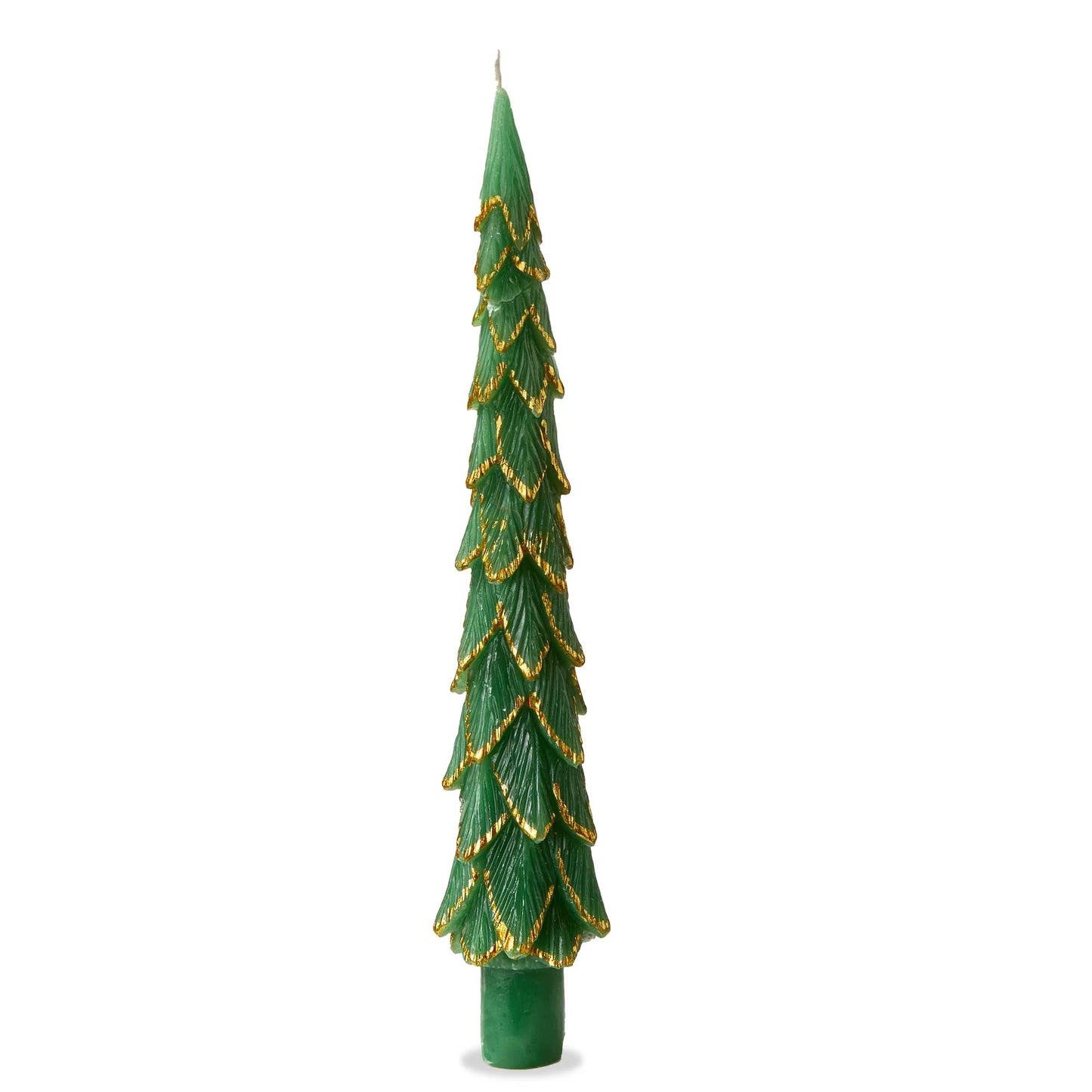 Gilded Pine Tree Taper Candle Set Of 2 Green