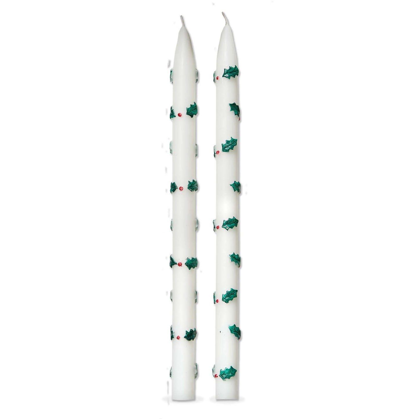 Holly Berries Hand Painted Taper Set Of 2