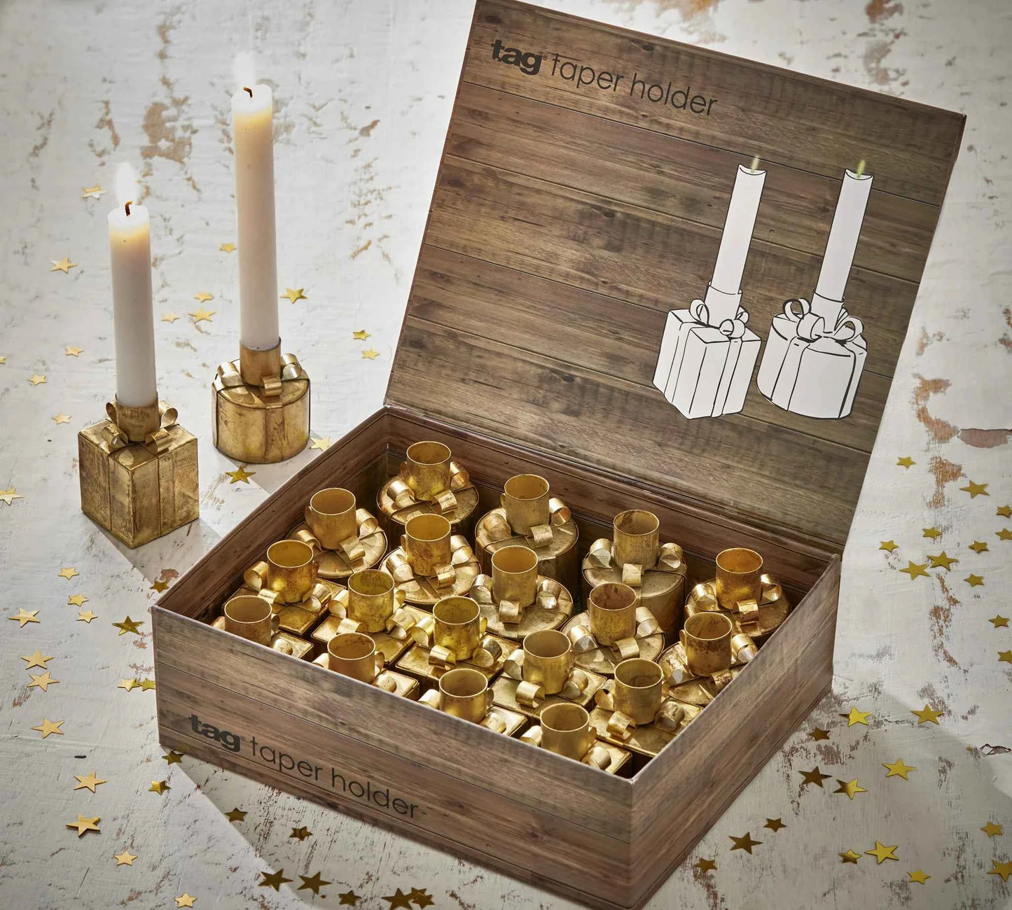 Gifts Taper Holder Assortment Gold