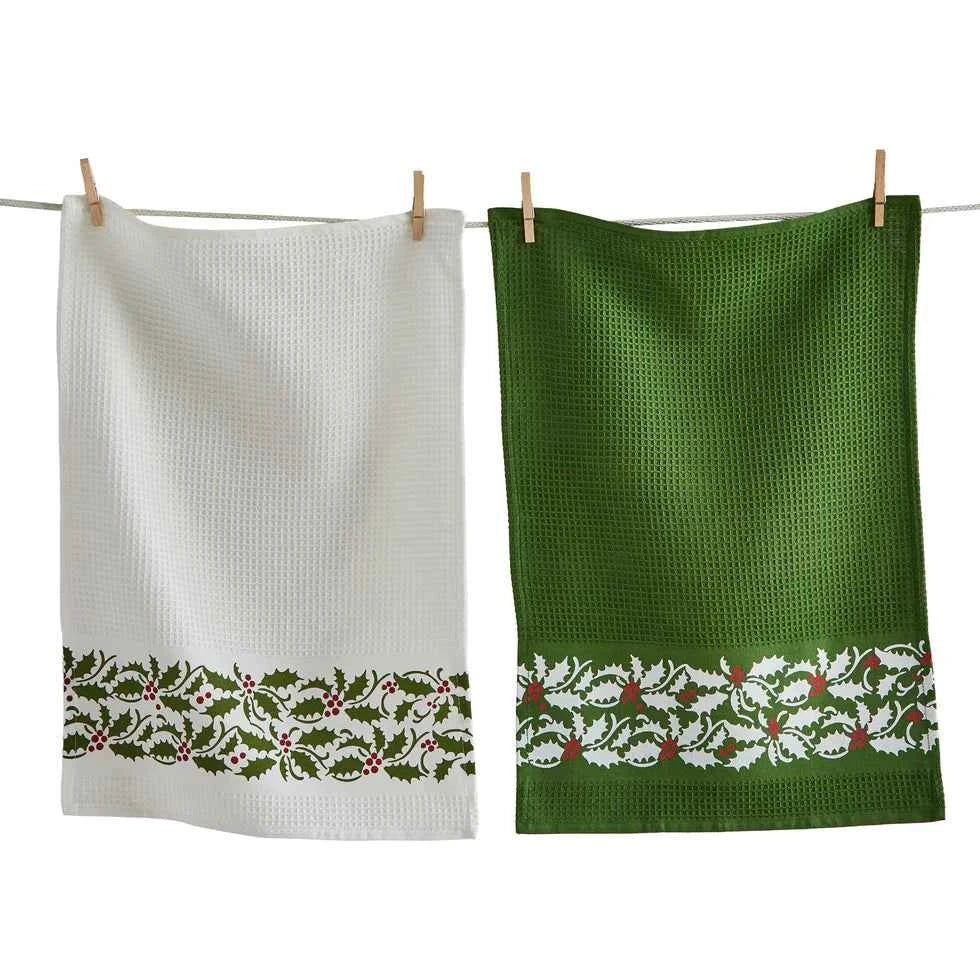 Christmastime Waffle Weave Dishtowel Set Of 2