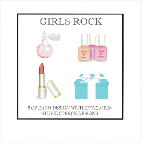 Gift Box Note Card Girls Rock