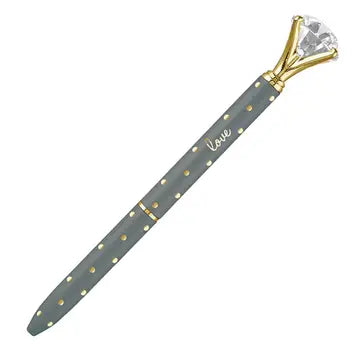 Gem Pen-Grey with Gold Polka Dots