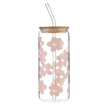 Glass Cold Brew Tumbler-Pink Floral