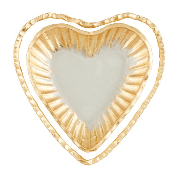 Glass Heart Tidbit Tray