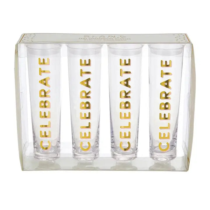 Tall Champagne Glasses - Celebrate - Set of 4