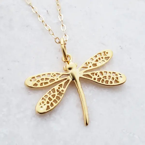 Gold Dragonfly Necklace