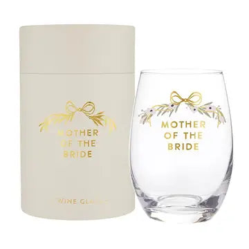 Gold Foil Stemless Wine Glass-Mother of the Bride